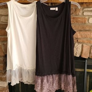 Logo Lace Sleeveless Tunic Tanks-pair